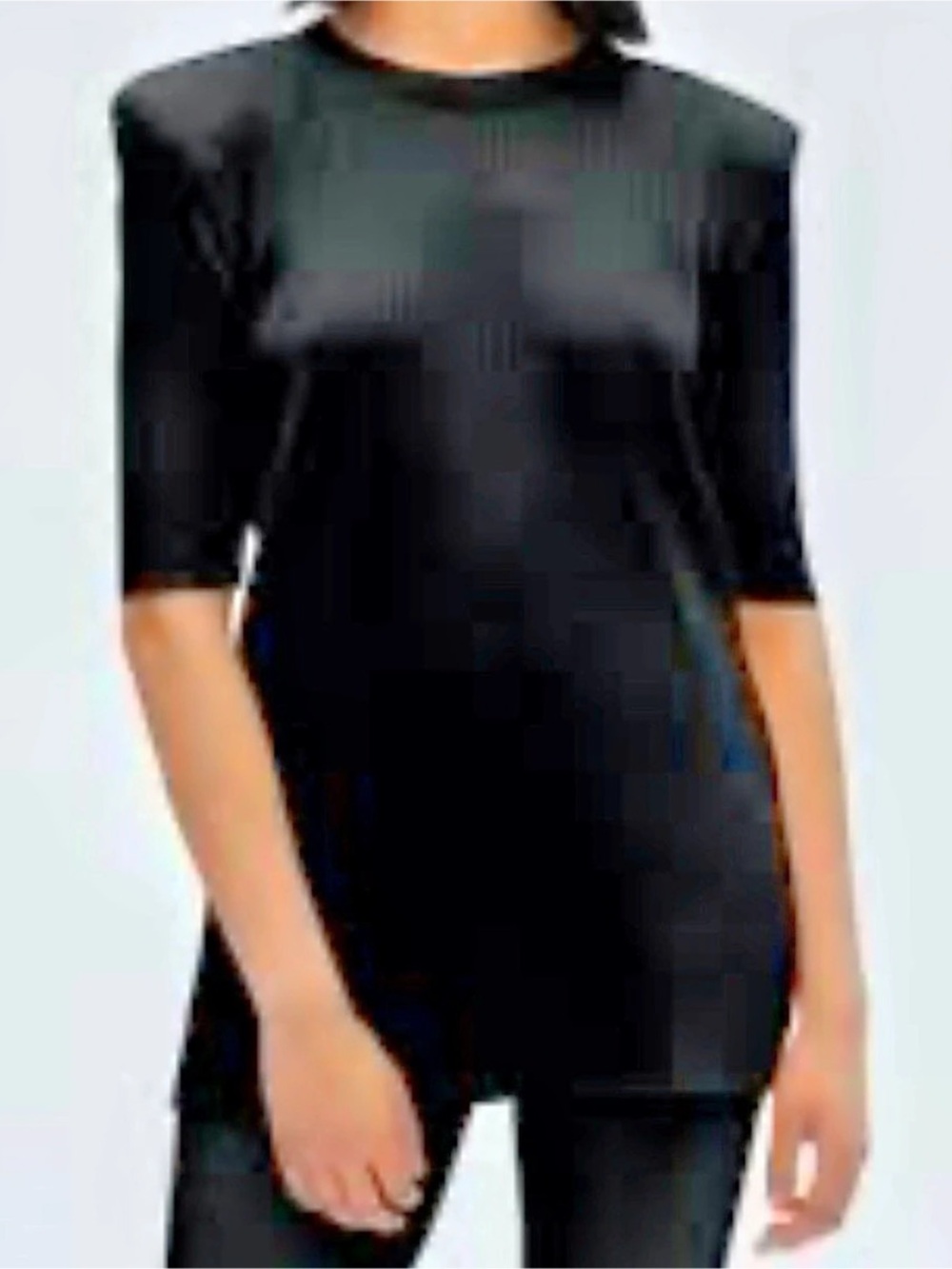 KOTN Micro Rib Tee Ribbed Short Sleeve Top in Black Size Large